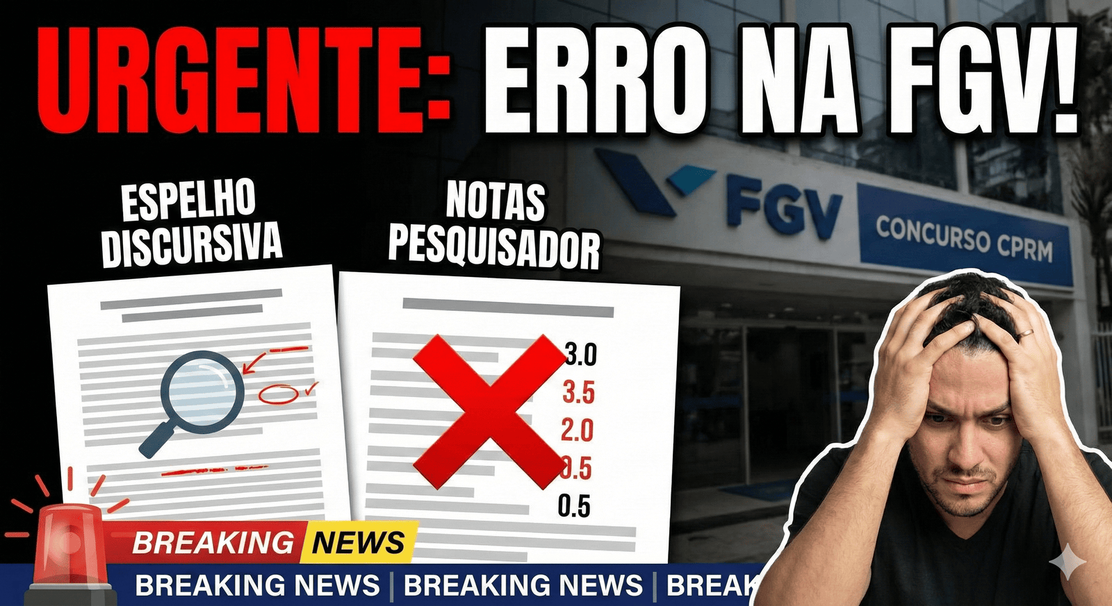 🆘 URGENTE Concurso CPRM: FGV errou nas notas e no Espelho da Prova Discursiva para PESQUISADOR