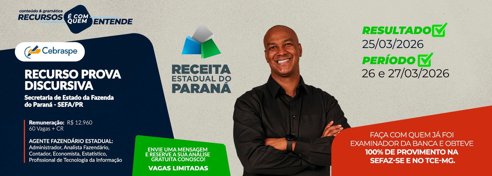 Recurso Redação SEFAZ PR, Cebraspe Redação, Como fazer recurso Cebraspe, Resultado SEFAZ PR 2026, Auditor Fiscal Paraná, Quintiliano Redação