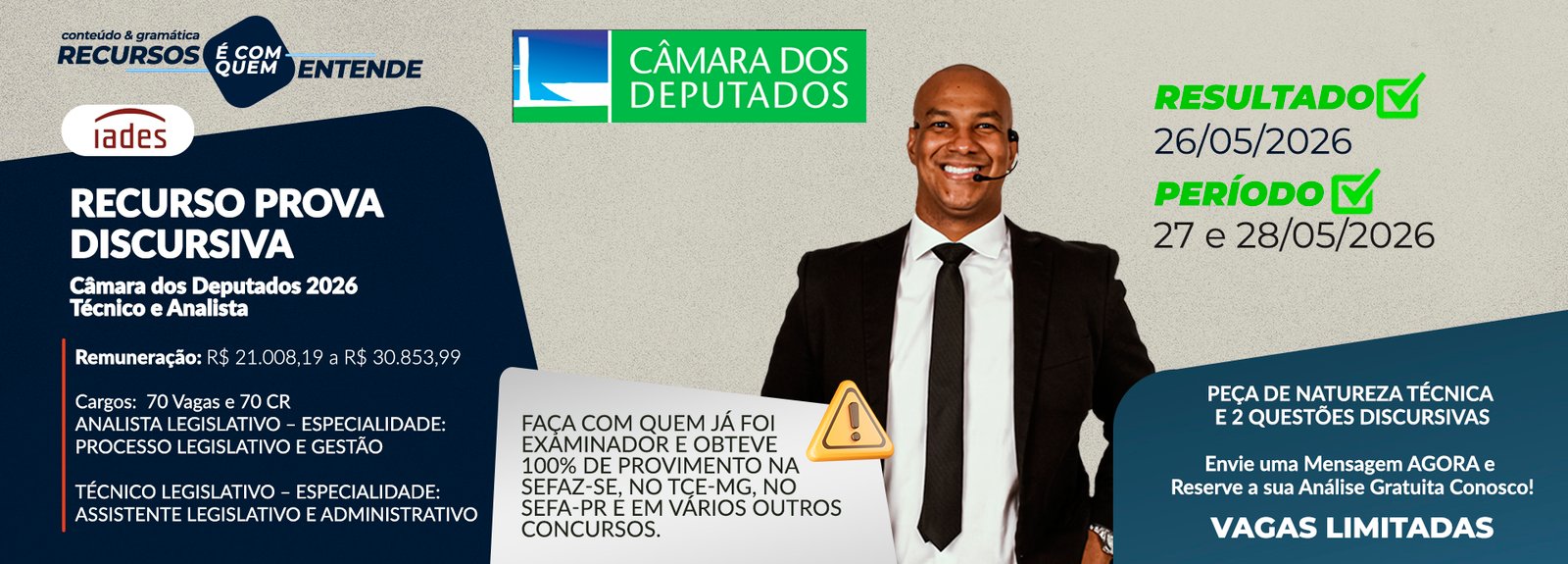 Cebraspe Câmara dos Deputados 2026 – Técnico e Analista - Dia 26/05 aa 28/05