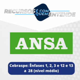 Recursos para o Concurso ANSA 2026 (Cebraspe) Araucária Nitrogenados S.A (ANSA) Remuneração: R$ 4.144,77 a R$ 8.248,49 Cargos: 126 + CR Nível médio/técnico: Ênfase 13 a Ênfase 28 Nível superior: Ênfase 1: Administração Ênfase 2: Advocacia Ênfase 3: Contabilidade Ênfase 12: Medicina do Trabalho